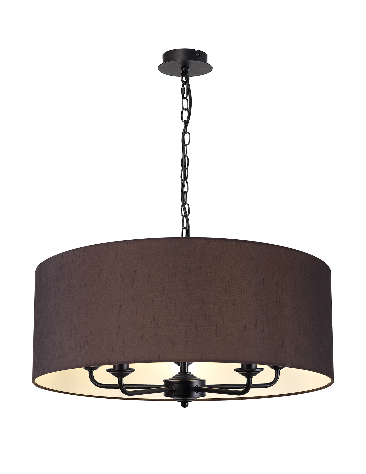 DK1044  Banyan 60cm 5 Light Pendant Matt Black, Black